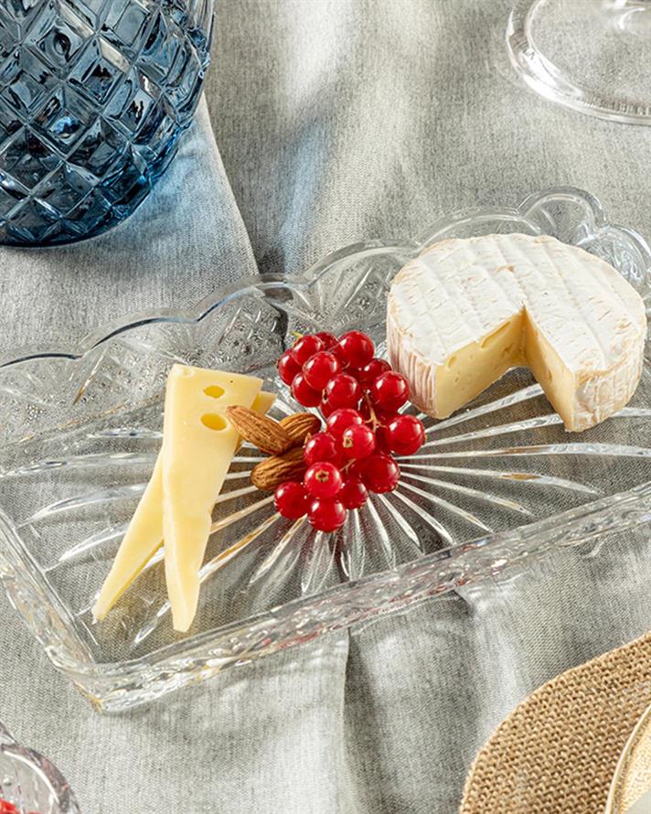 Platou, Cross, sticlă, 25 cm, transparent