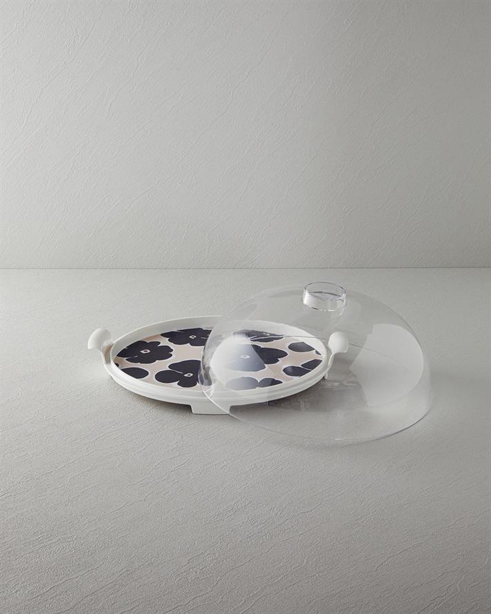 Platou cu capac pentru desert, Boheme, melamină, 31 cm, negru