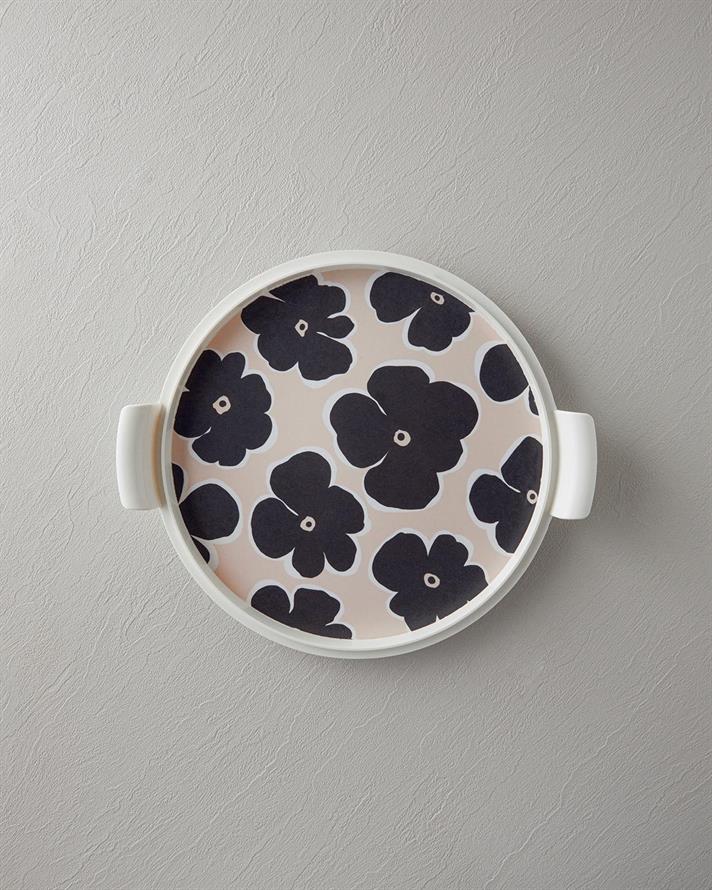 Platou cu capac pentru desert, Boheme, melamină, 31 cm, negru