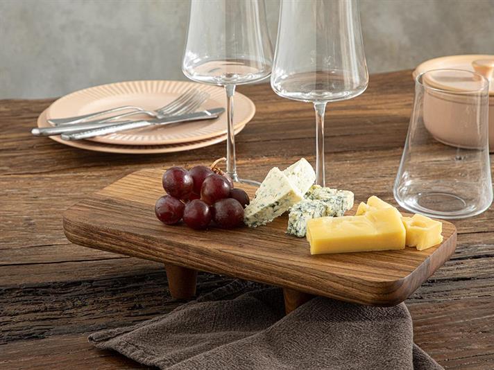 Platou servire, Noix, lemn de nuc, 30x14 cm, maro închis