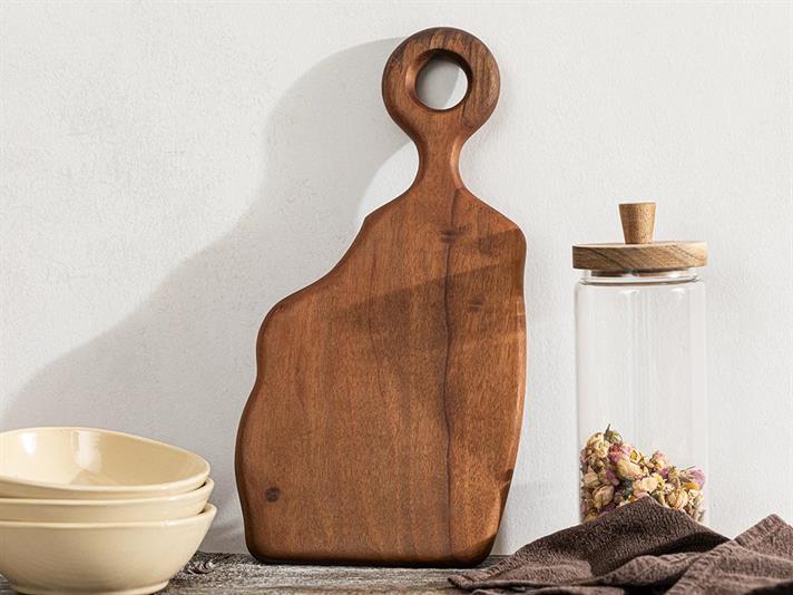 Platou servire, Noyer, lemn de nuc, 38x20 cm, maro închis