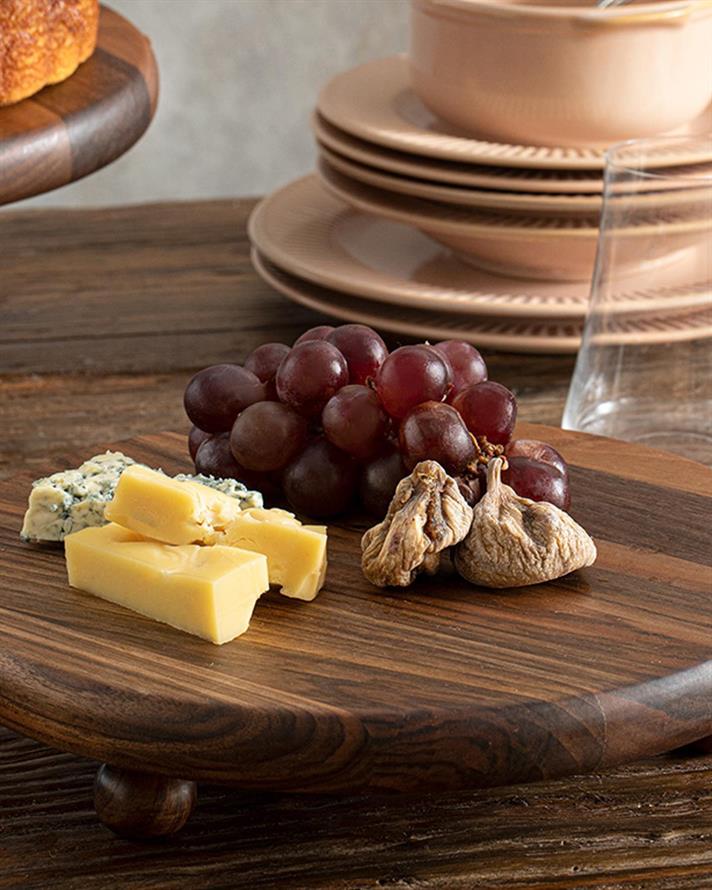 Platou servire, Noz, lemn de nuc, 30 cm, maro închis