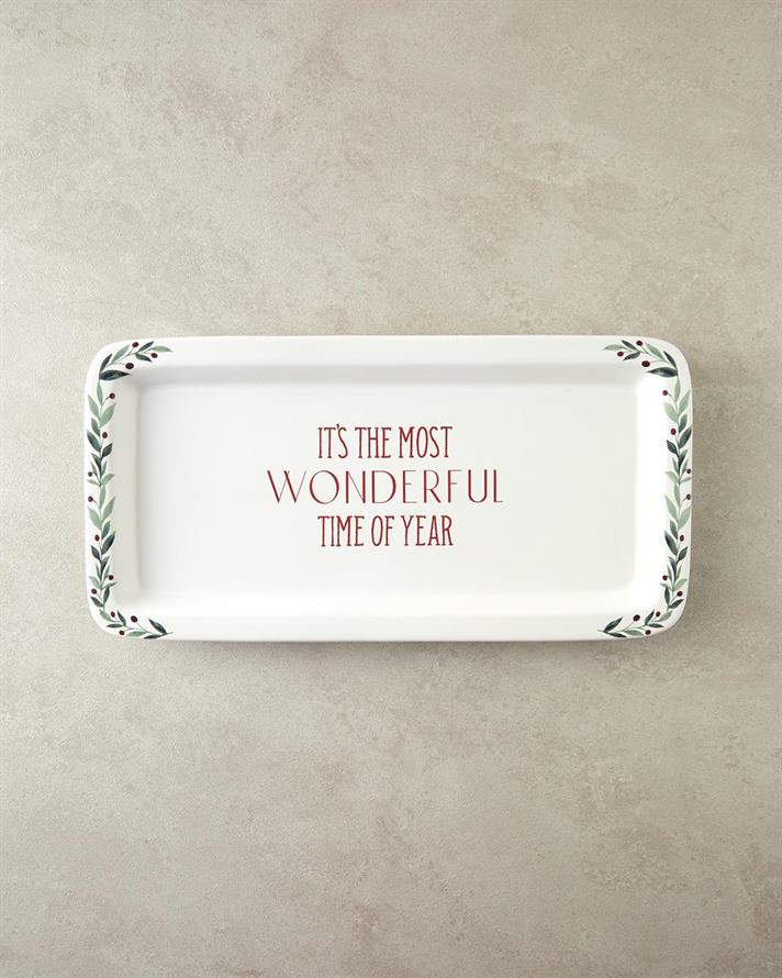 Platou, Wonderful Year, ceramică, 36x18 cm, alb