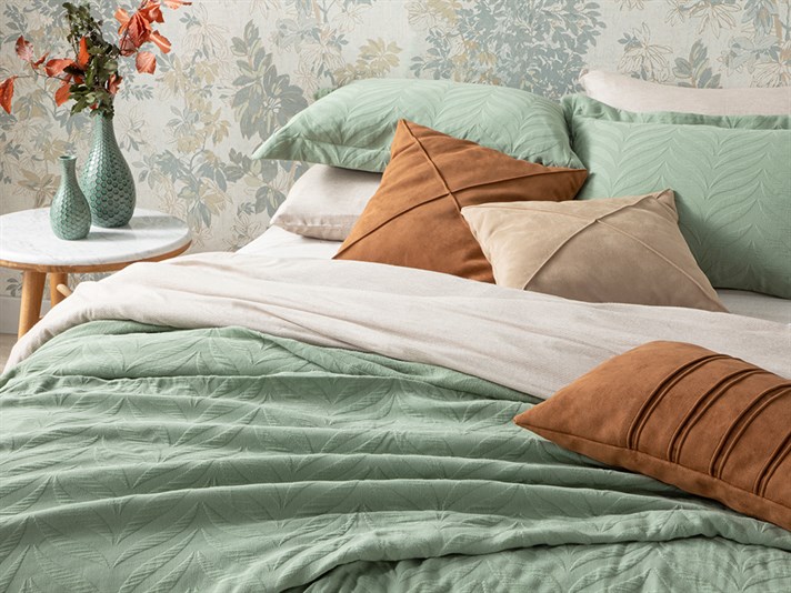 Pleomele Kabartma Jakar Pentru O Persoana Set Cuvertură De Pat 160*240 Cm Verde Deschis