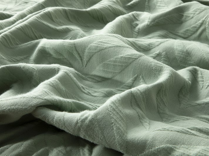 Pleomele Jacquard În Relief Double Set Cuverturi Pat 240x260 cm Verde deschis