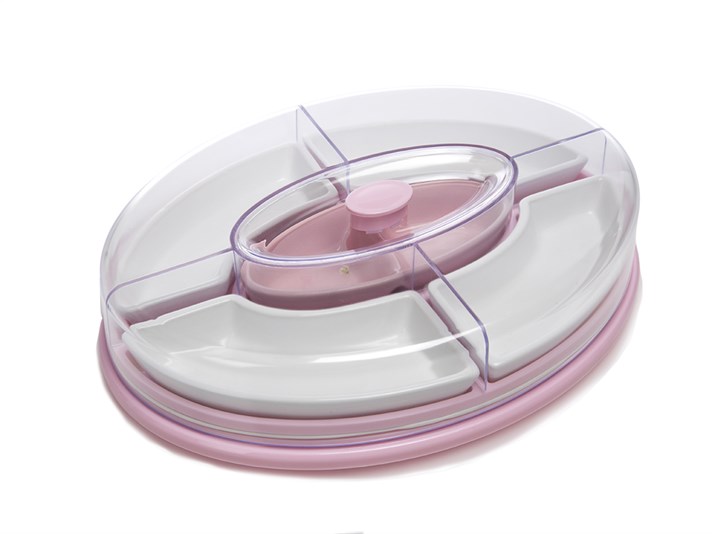 poli- Ceramică  Cu 6 compartimente  SET PENTRU MIC DEJU Pink