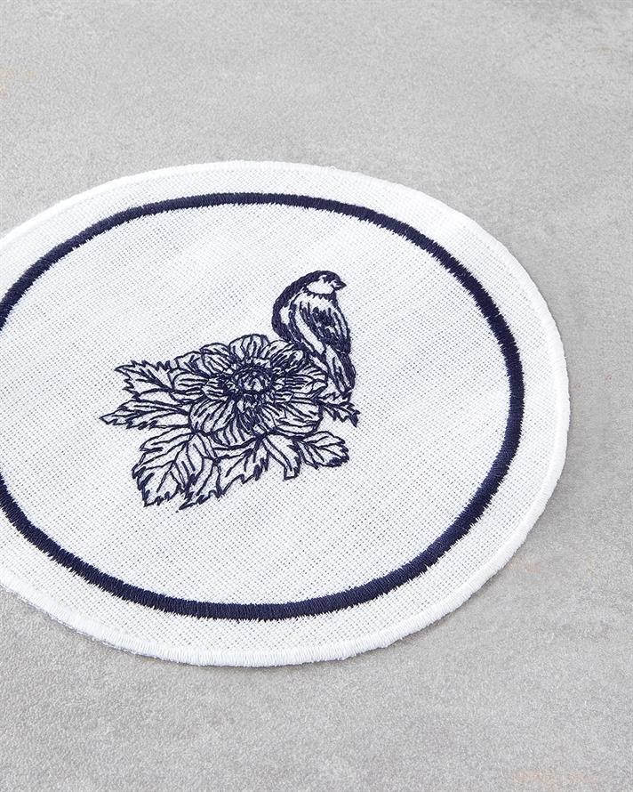 Poliester Cu 4 Piese Coaster Pahare 14 cm Alb - Bleumarin