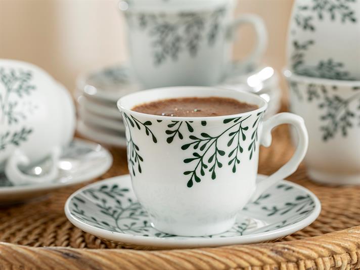Polito Porcelain 12 Parça 6 Kişilik Coffee Cup Set 80 ml Green