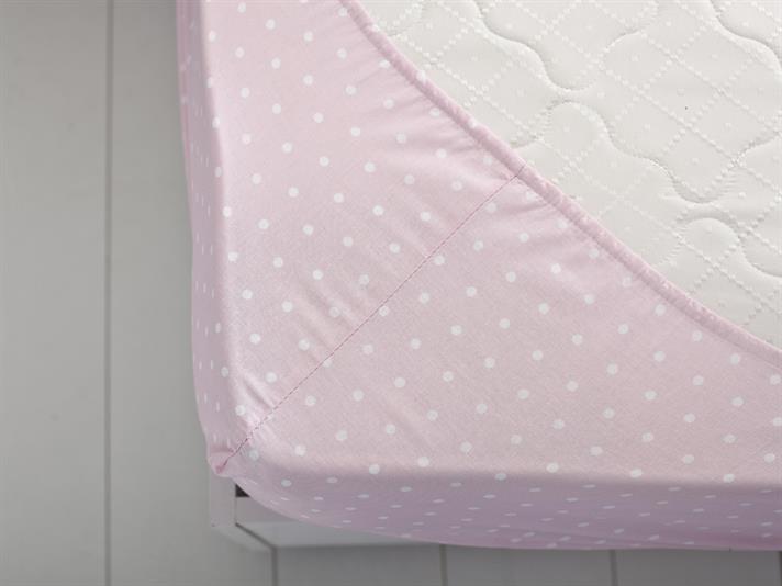 Polka Dot Nou Cu Bumbac Single Cearșaf Cu Elastic 100x200 cm Roz