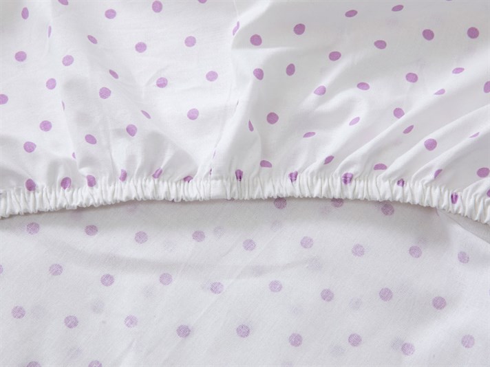 Polka Dot Nou Cu Bumbac Double Cearșaf Cu Elastic 160x200 cm Lila