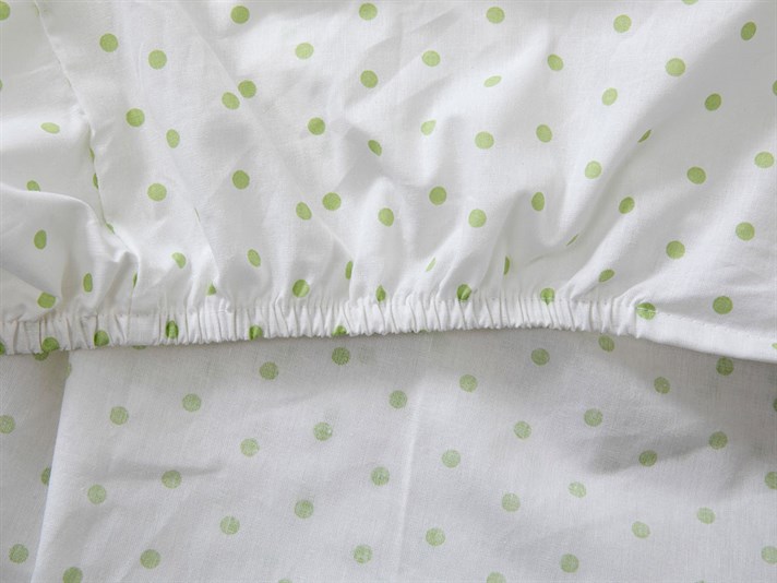 Polka Dot Nou Cu Bumbac Double Cearșaf Cu Elastic 160x200 cm Verde