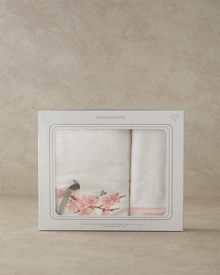 Polly Cu Bumbac Brodat Set De Prosoape De Față 30x45+50x80 cm Ecru