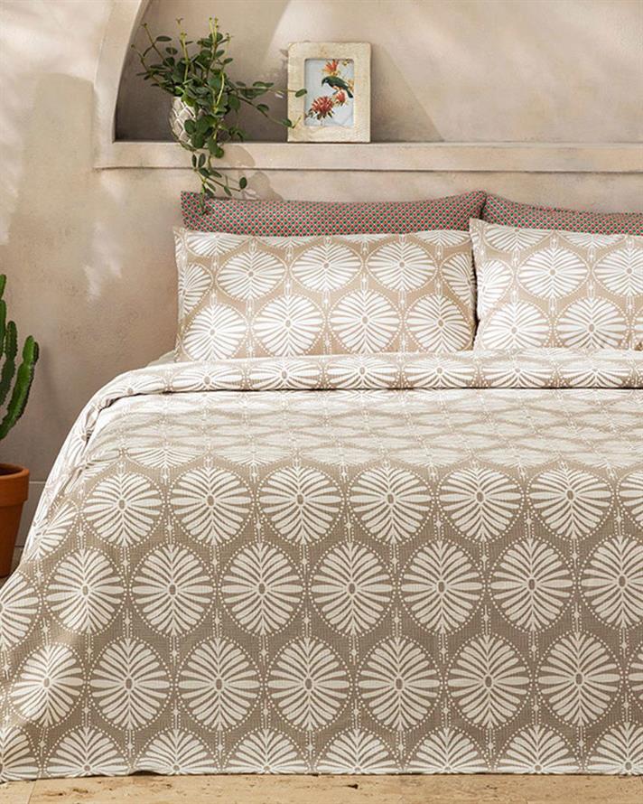 Polycircles Pătură De Vară King Size, Imprimate, 240*220 Cm, Gri Deschis