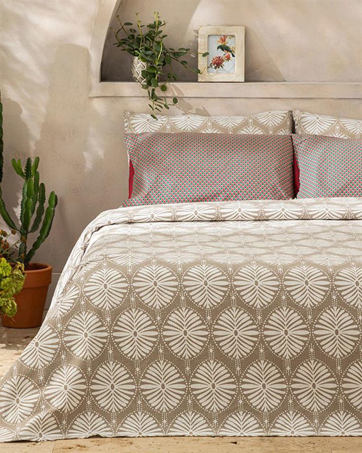 Polycircles Pătură De Vară King Size, Imprimate, 240*220 Cm, Gri Deschis