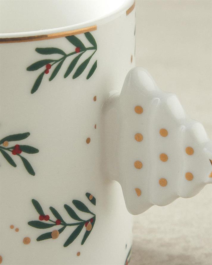 Pomul de Crăciun Porțelan New Bone China Cană 180 ml Verde - Roșu