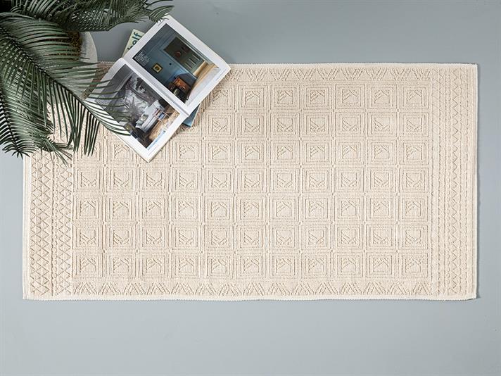 Shabby Cottony Rug 110x110 cm Cream