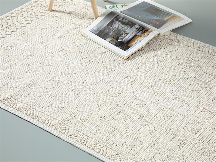Shabby Cottony Rug 110x110 cm White