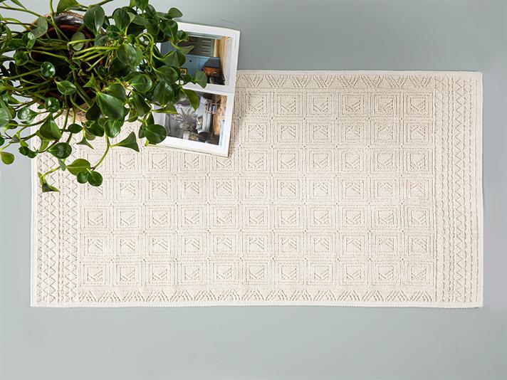 Shabby Cottony Rug 110x110 cm White