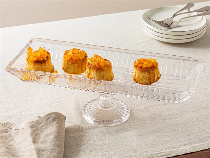 Platou cu picior, Ponto, sticlă, 39x15x12 cm, transparent