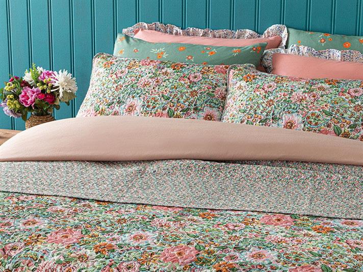 Poppy Happiness Set Cuvertură De Pat Single, Multifuncțional, 160*220 Cm, Albastru-Maro