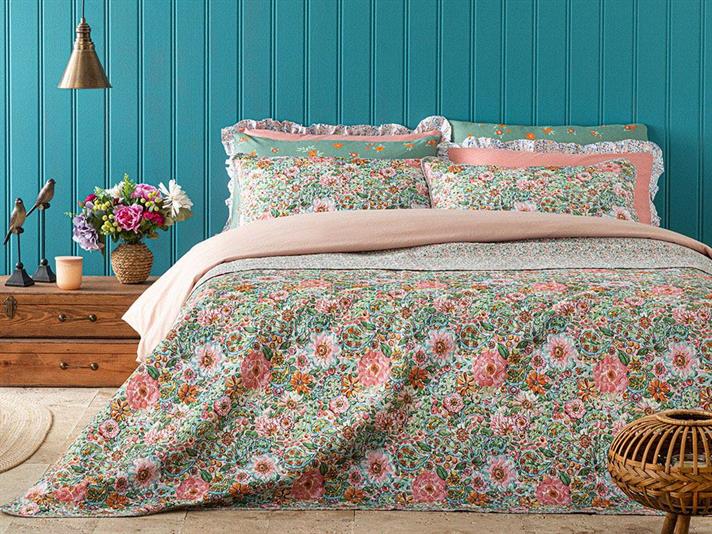 Poppy Happiness Set Cuvertură De Pat Single, Multifuncțional, 160*220 Cm, Albastru-Maro