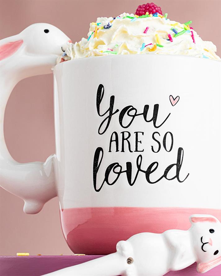 Popsy Bunny Dolomite With Spoon Cup 490 ml Pink