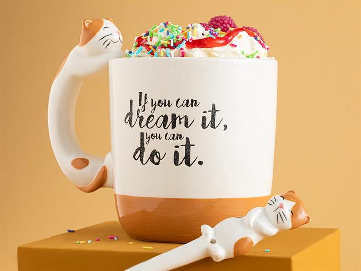 Popsy Kitty Dolomită Cu Lingură Cupă 490 Ml Brown