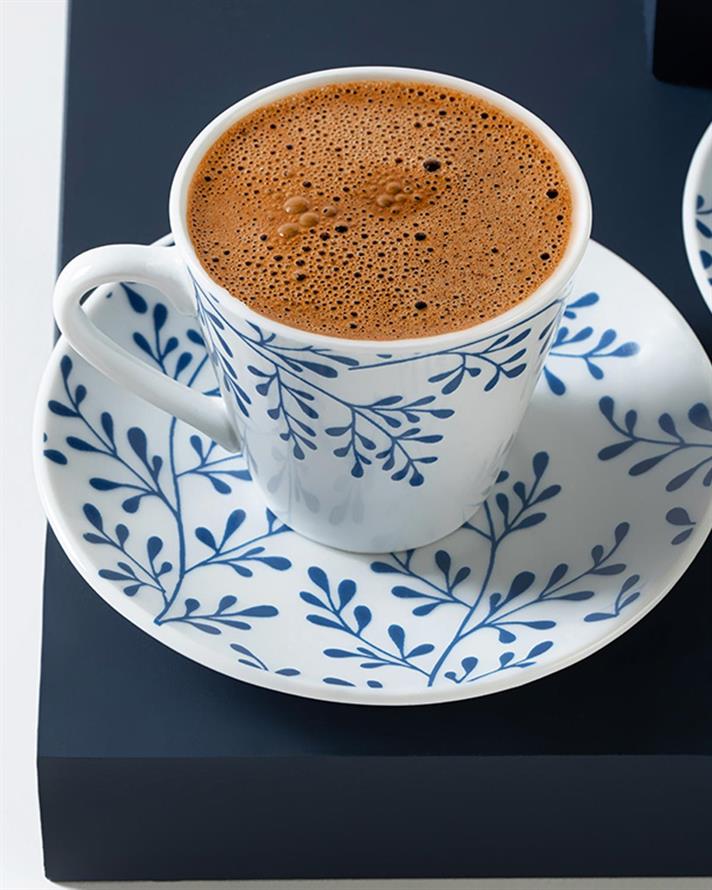 Porcelain 4 Parça 2 Kişilik Coffee Cup Set 80 ml Dark Blue