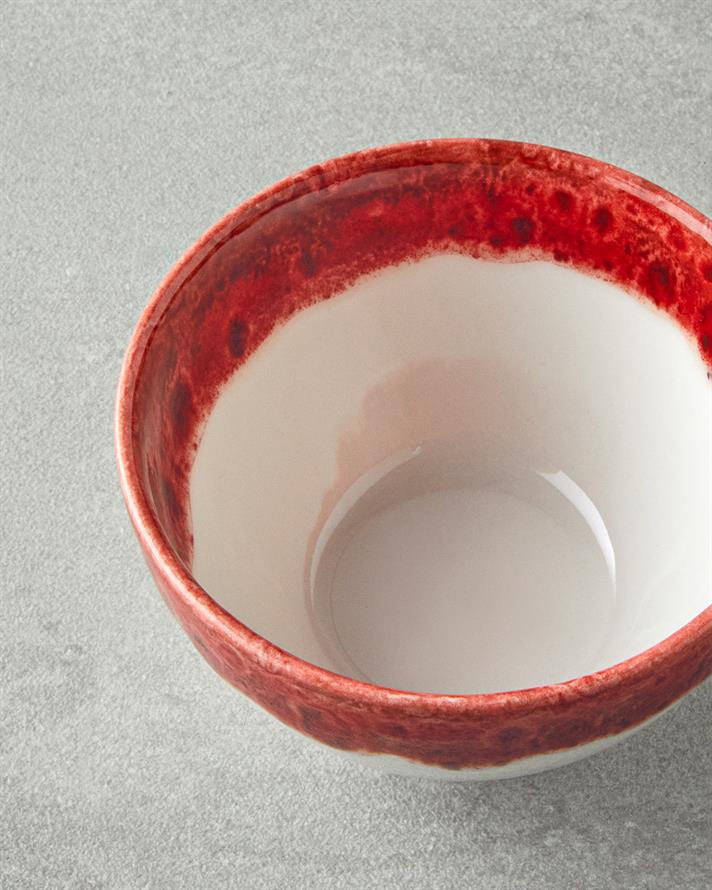 Bol, Larry, portelan, 10 cm, rosu