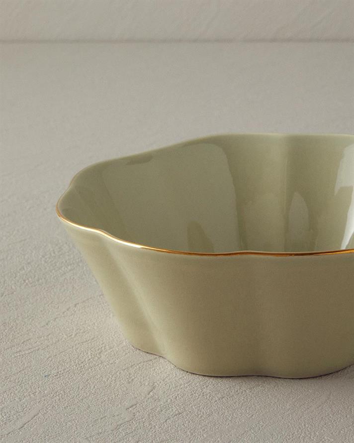 Bol, Pure Flower, portelan, 18 cm, verde oliv