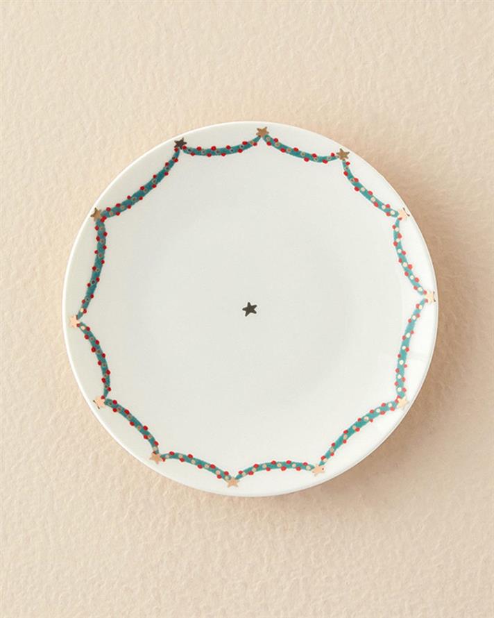 Porțelan Bone Farfurie De Tort 20 cm Alb - Verde