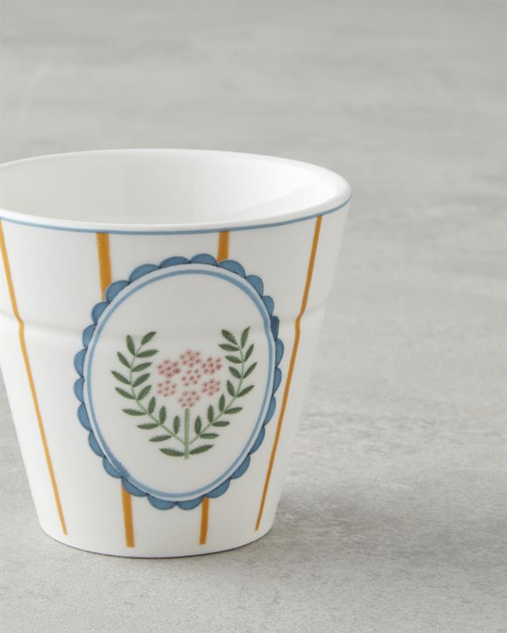 Retro Grids Porțelan New Bone China Pahar 230 ml Alb - Albastru