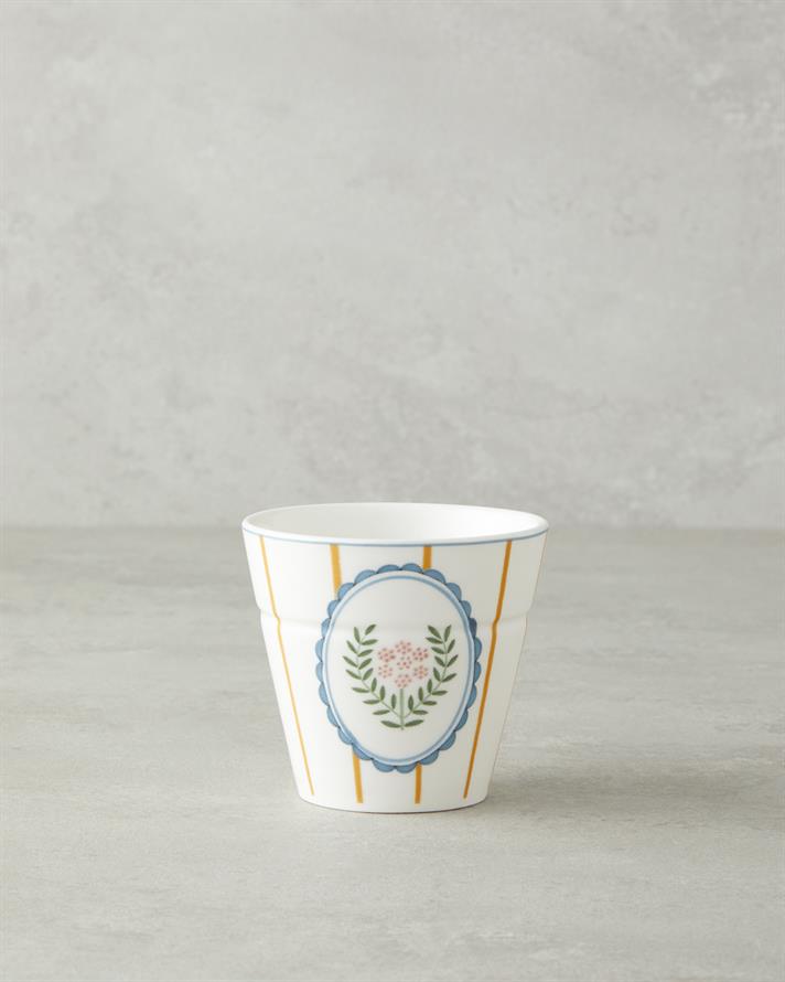 Retro Grids Porțelan New Bone China Pahar 230 ml Alb - Albastru