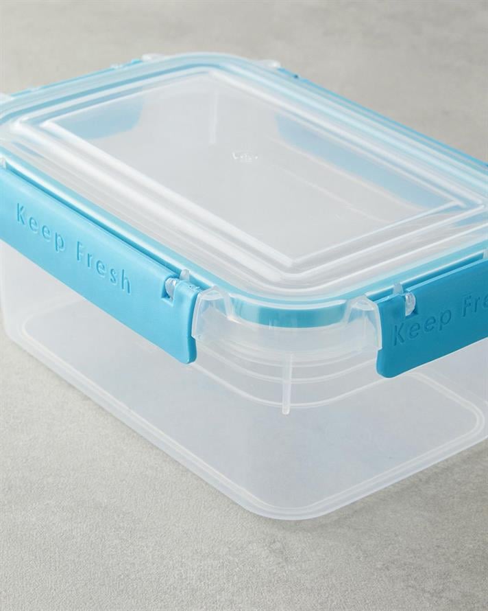 Plastic Cu 3 Piese Recipient Depozitare 15.5x21x 9 cm Turcoaz