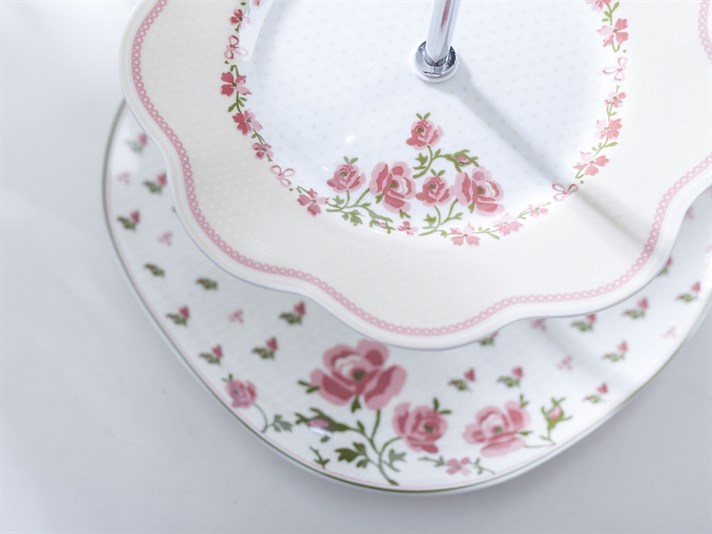 Rose Story Bone China Multi-Tier Service . Pink