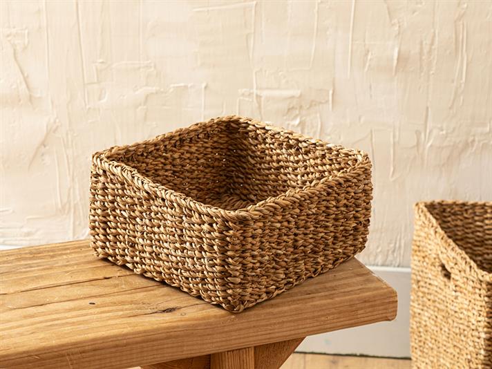 Poveste Naturală Stuf Coș 22*22*10Cm Cafea.