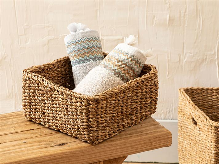 Poveste Naturală Stuf Coș 22*22*10Cm Cafea.