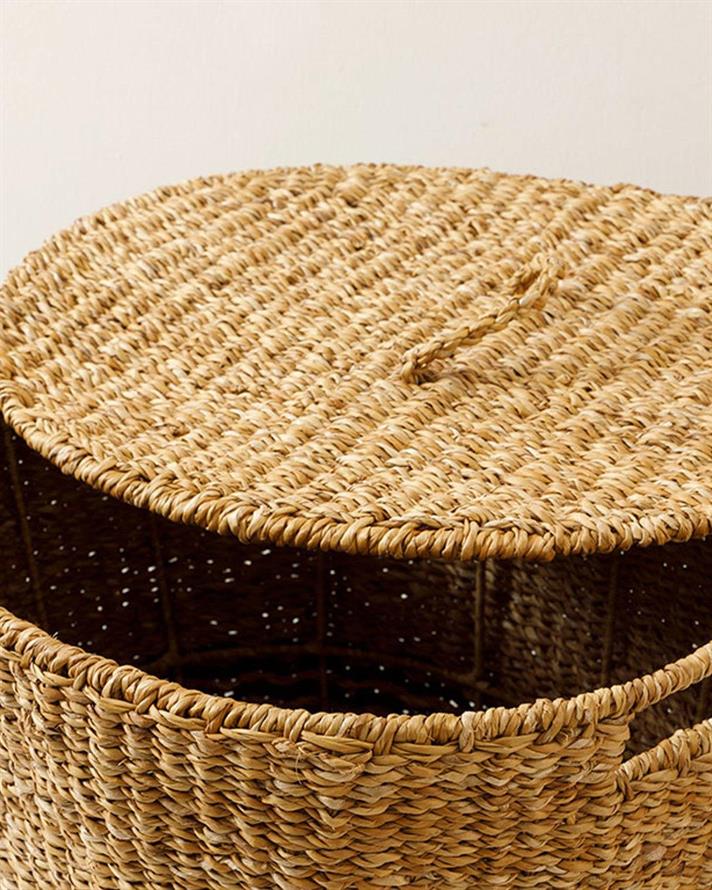 Poveste Naturală Stuf Coș De Rufe 50*40*50Cm Cafea Neagră.