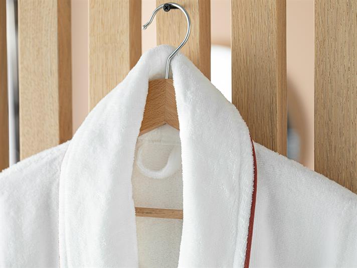 Halat de baie, Premium Kadife, bumbac, L-XL, alb-cărămiziu