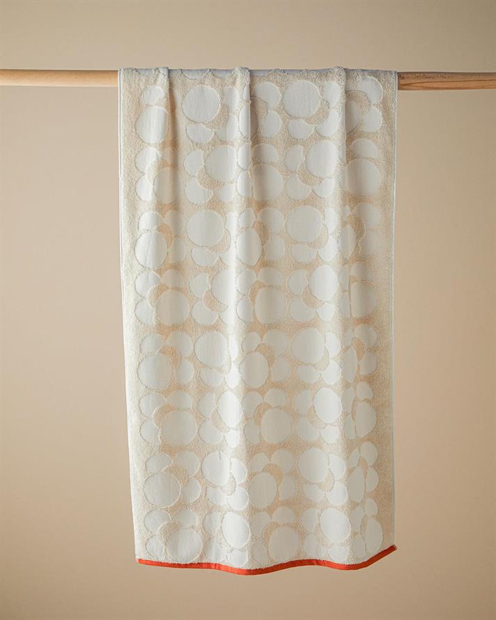 Cotton Polyester With Jacquard Bath Towel 70x140 cm Beige