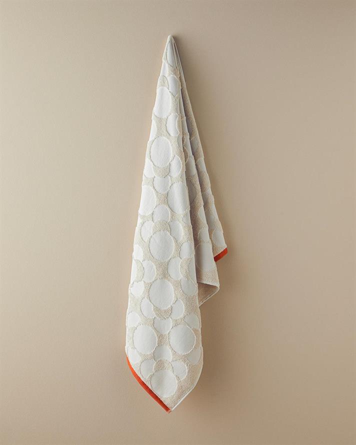 Cotton Polyester With Jacquard Bath Towel 70x140 cm Beige