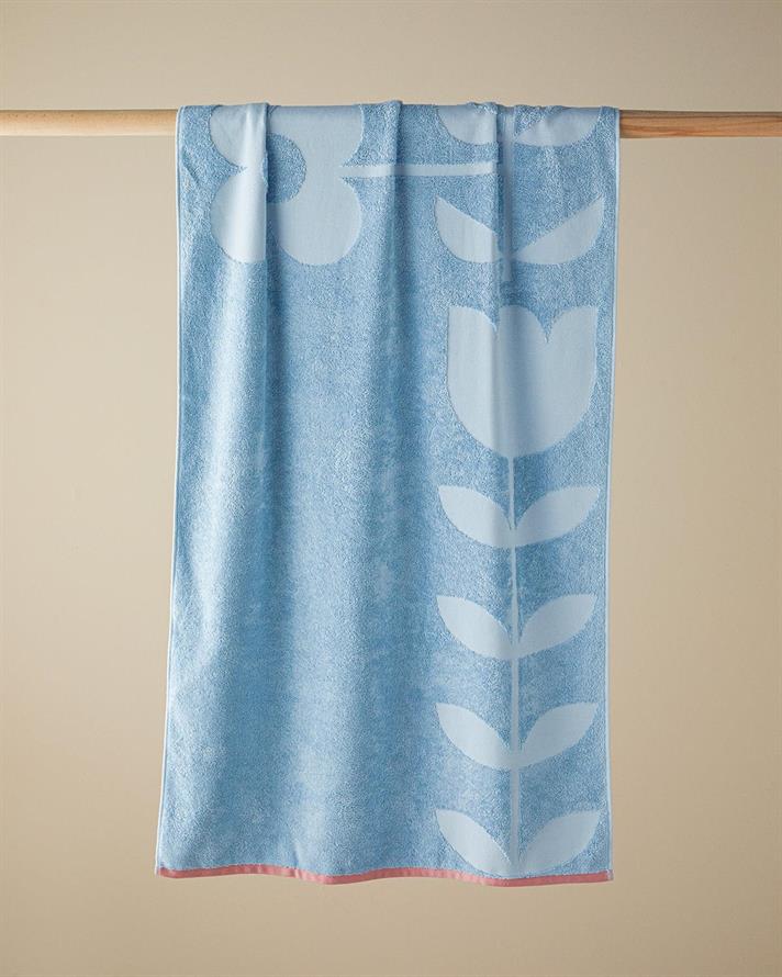 Cotton Polyester With Jacquard Bath Towel 70x140 cm Blue