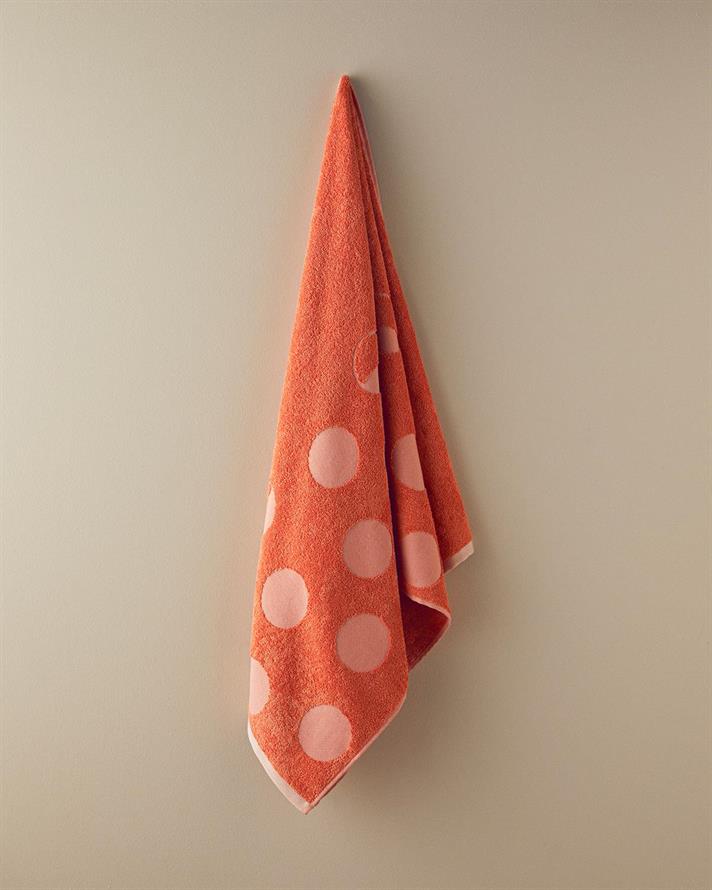 Cotton Polyester With Jacquard Bath Towel 70x140 cm Orange,