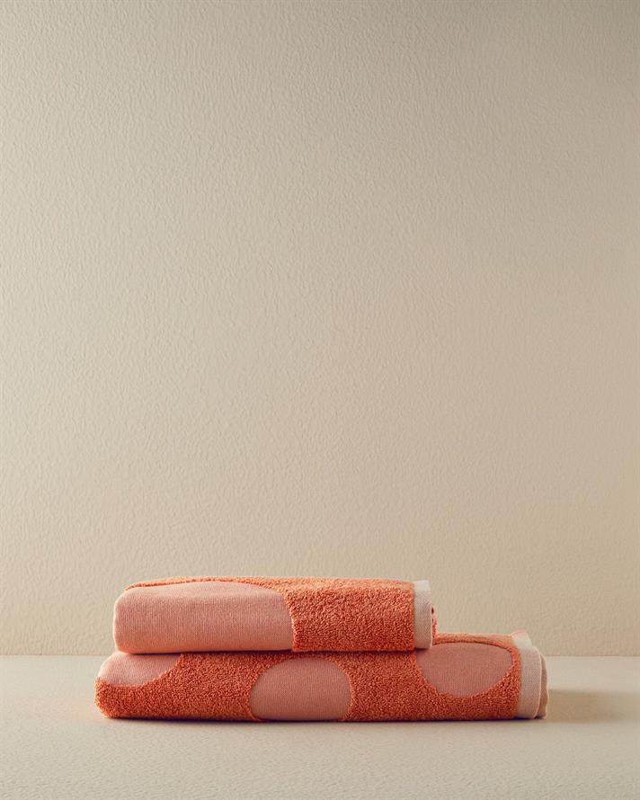 Cotton Polyester With Jacquard Bath Towel 70x140 cm Orange,