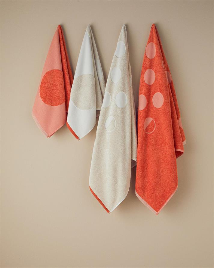 Cotton Polyester With Jacquard Bath Towel 70x140 cm Orange,