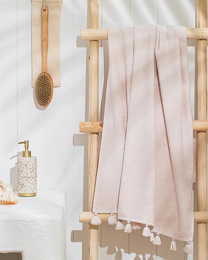 Nico Cottony Fringed Bath Towel 70x140 cm Light Beige