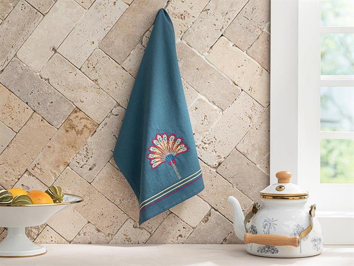 Exotic Palm Bumbac Prosop De Bucătărie 30*50 Cm Albastru închis.