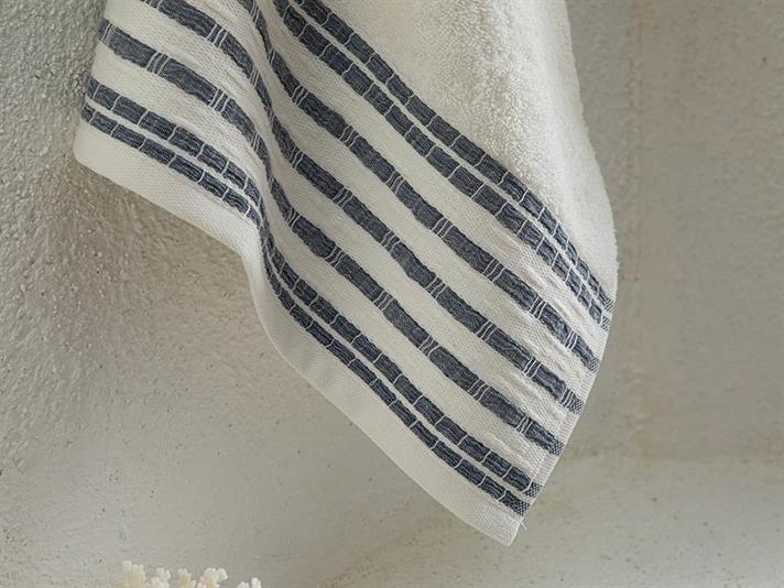 Prosop de față, Aqua Line, bumbac, 50x70 cm, ecru-bleumarin