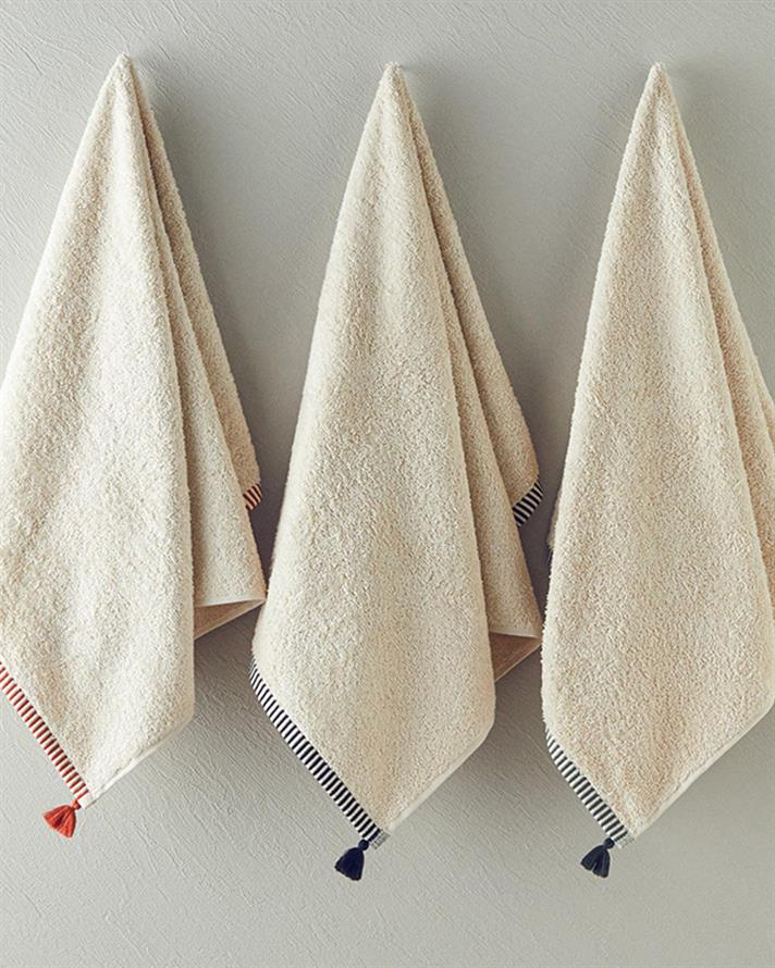 Prosop de față, Colorful Lines, bumbac, 50x80 cm, bej-cărămiziu