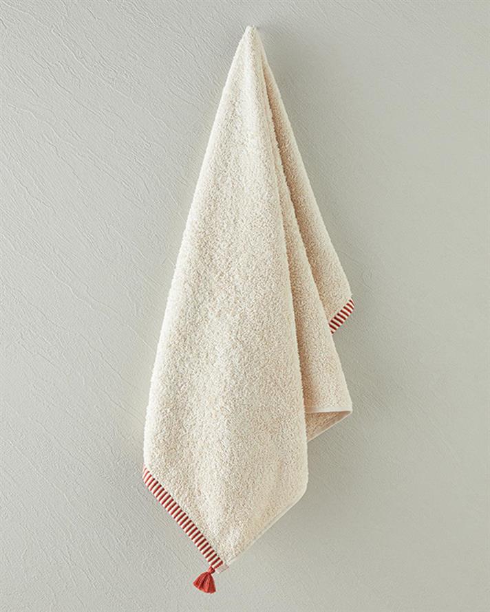 Prosop de față, Colorful Lines, bumbac, 50x80 cm, bej-cărămiziu